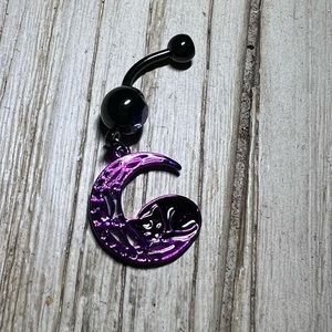 Moon and cat belly ring